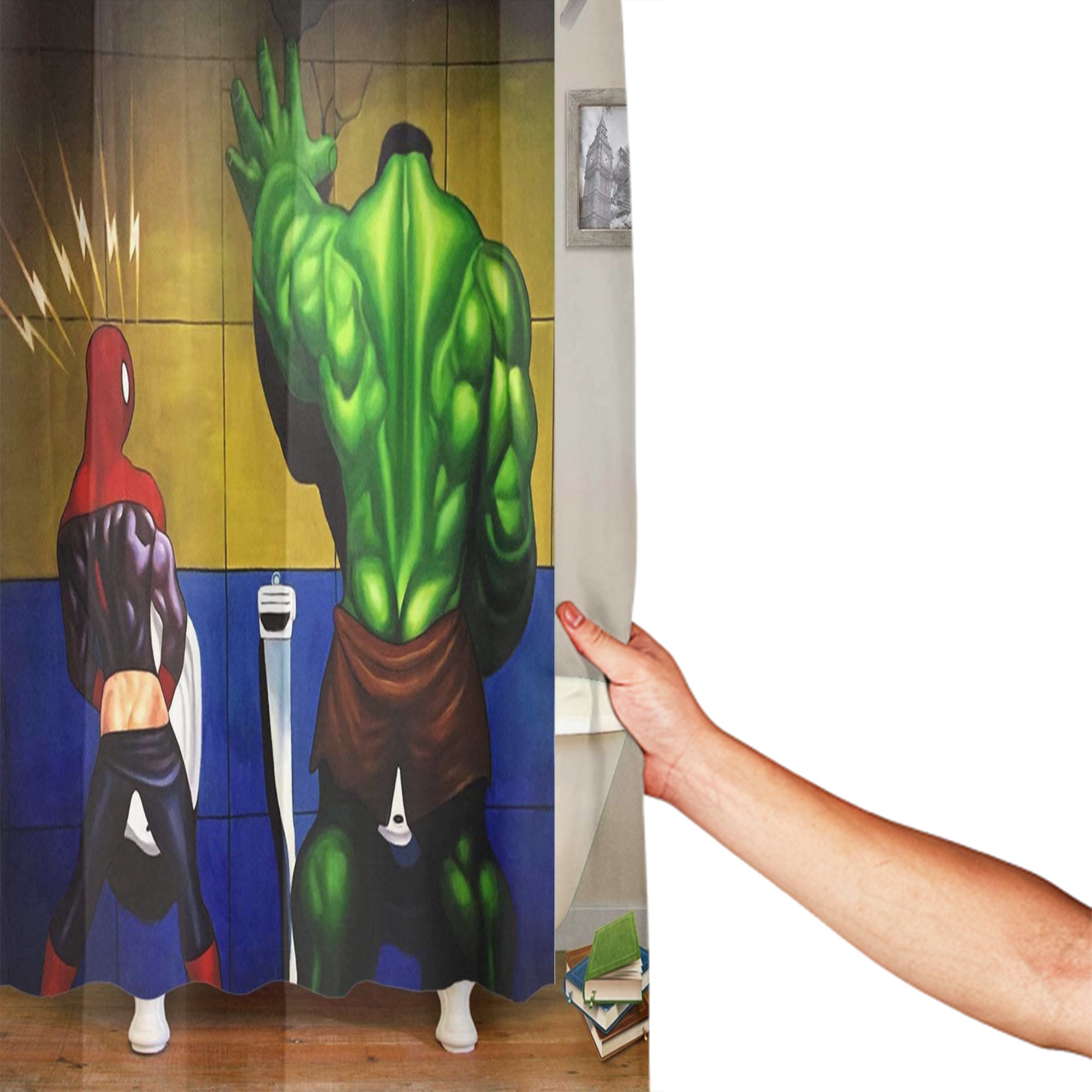 Marvel Shower Curtainspiderman and the Hulk Bath Curtain Etsy
