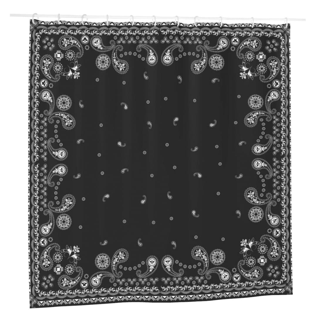 Beautful Baroque Damask Shower Curtain Black White Floral Elegance