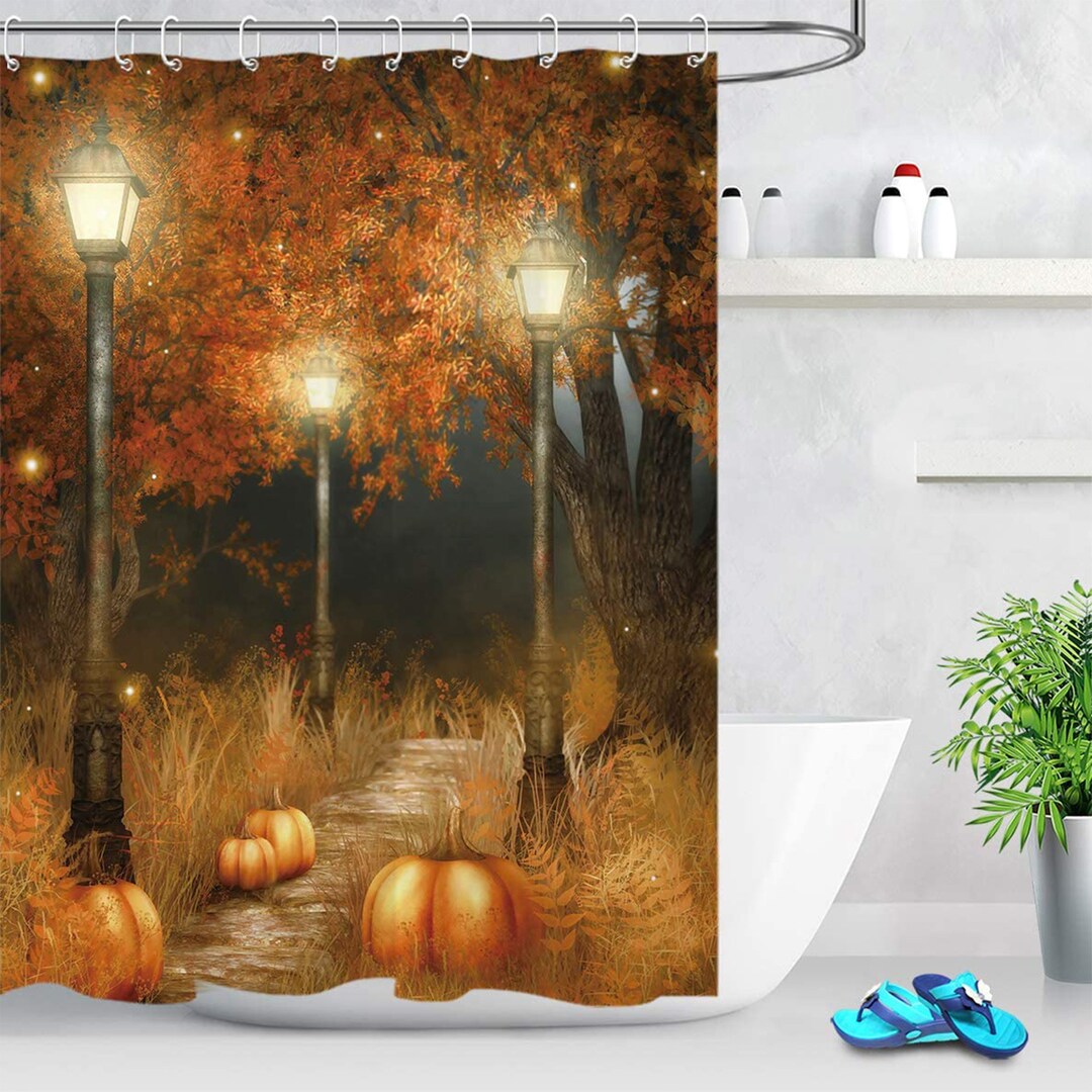 Fall Shower Curtains for Bathroom Brown Fall Tree Glass With