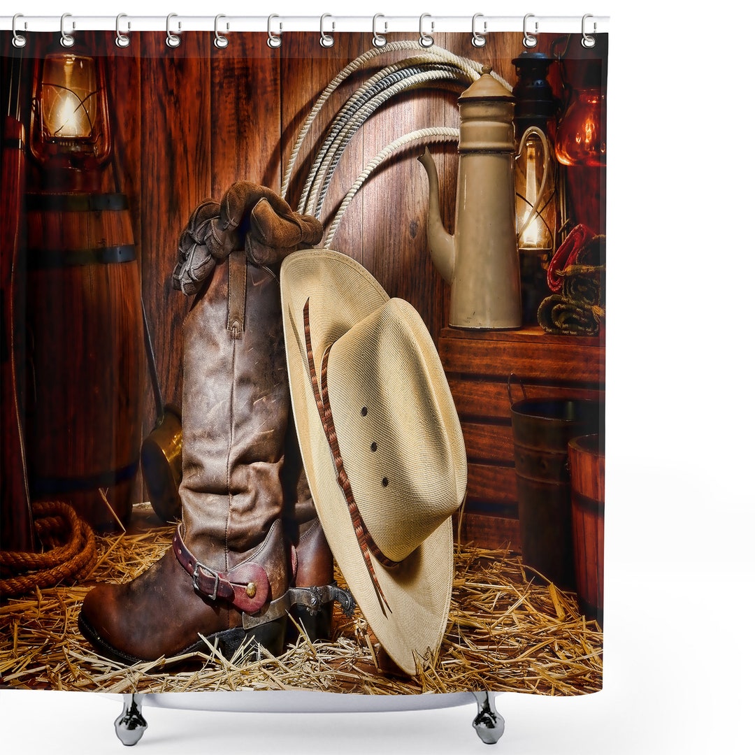 Rideau de douche western West Cowboy Hat Winchester Boots Etsy Canada
