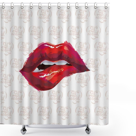 Naked girls lips Red Lips Shower Curtain Get Naked Sexy Red Lip Funny Cute Etsy