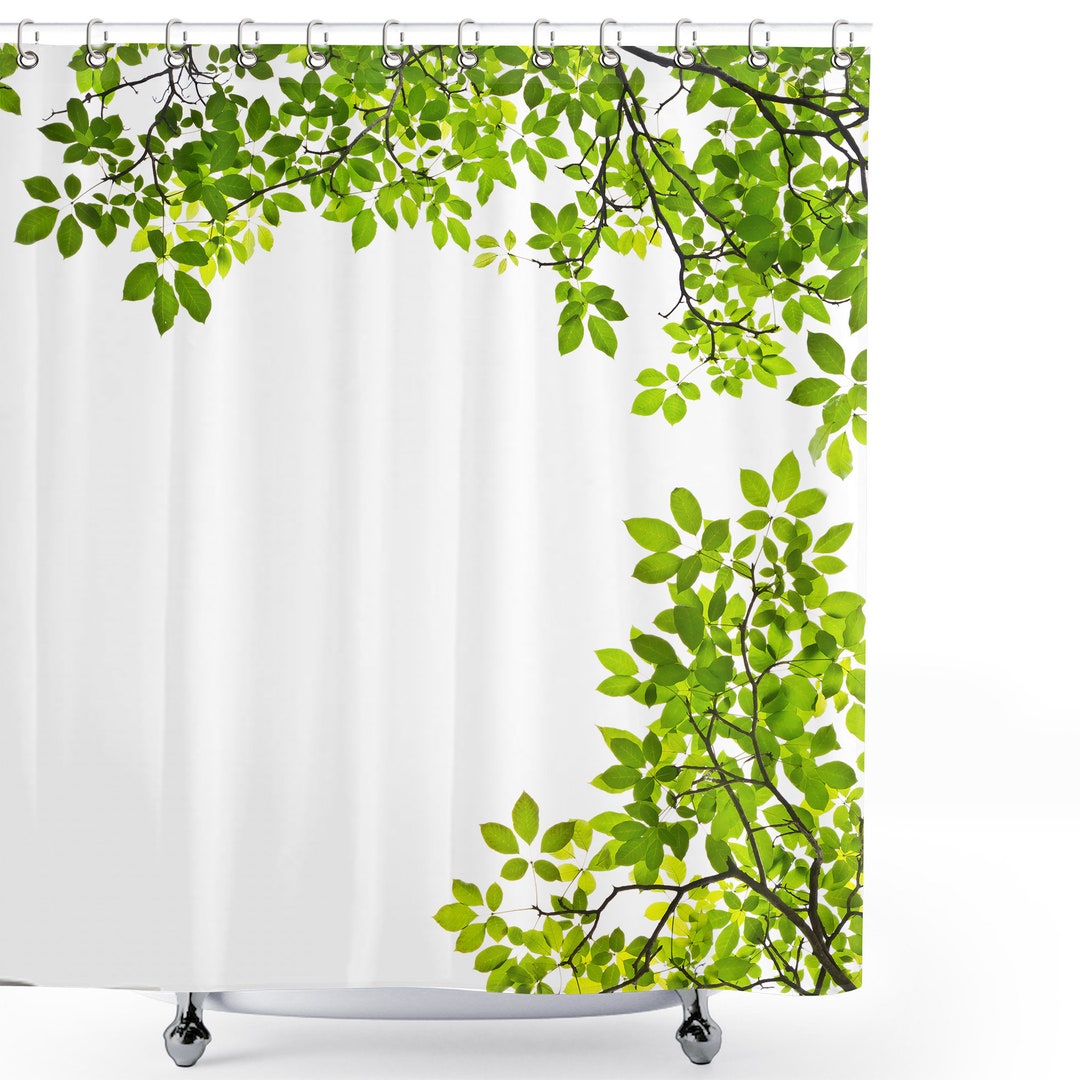 Shower Curtain Personalitygreen Leaves Shower Curtain Set Etsy Singapore