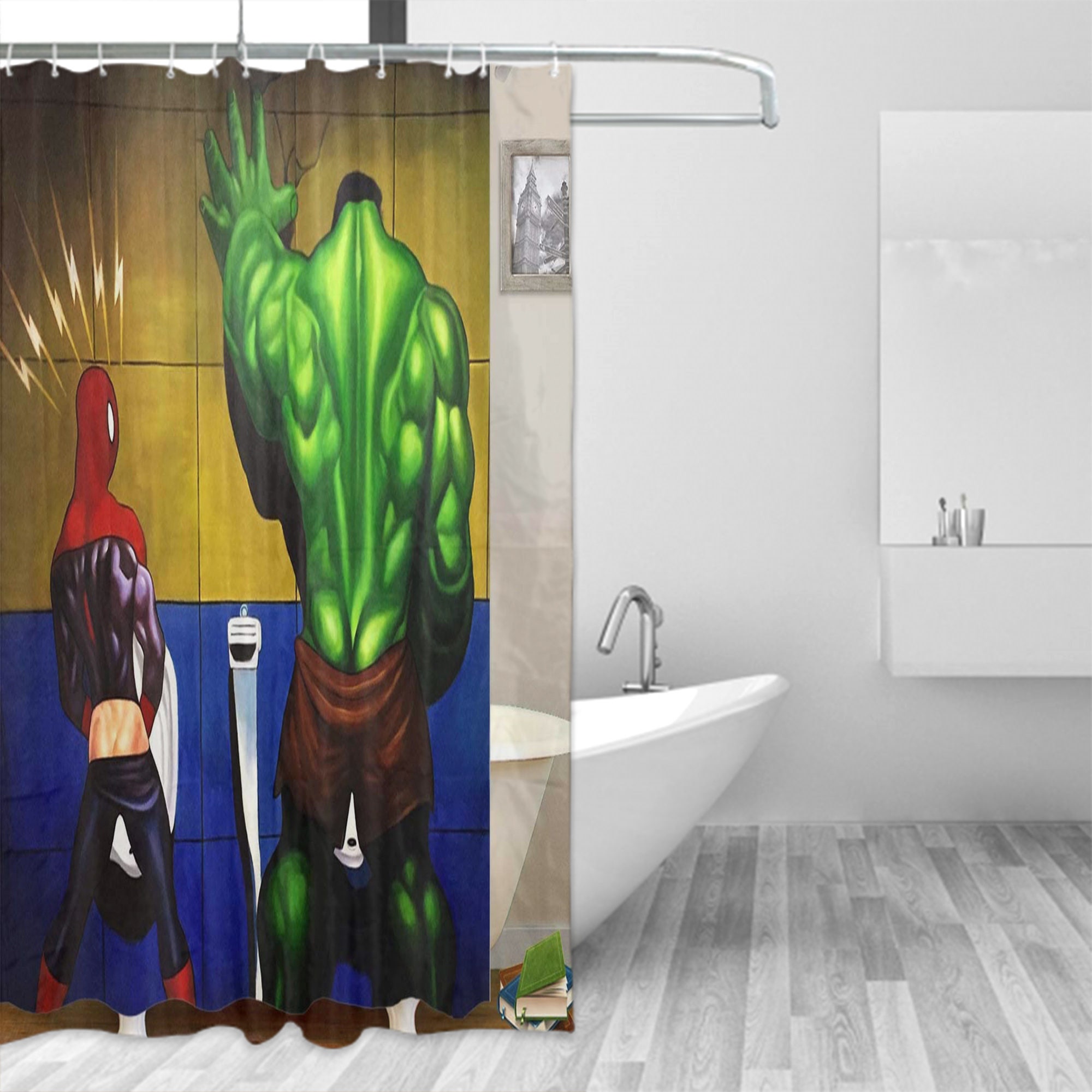 Marvel Shower Curtainspiderman and the Hulk Bath Curtain Etsy