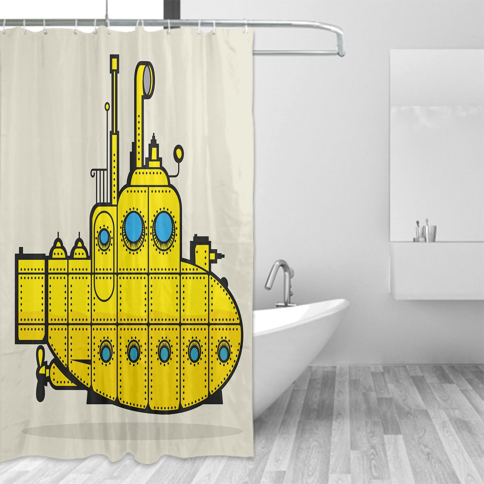 Yellow Submarine Shower Curtain Retro Grunge Marine Vessel Etsy