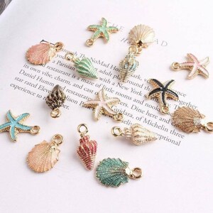 Nice Conch Sea Shell Charms Ocean Pendants Starfish Anklet Bracelet Necklace DIY Handmade Accessories Craft