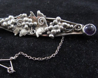 Vintage Silver Grapevine brooch Sheana Stephen Edinburgh Silversmith Scottish