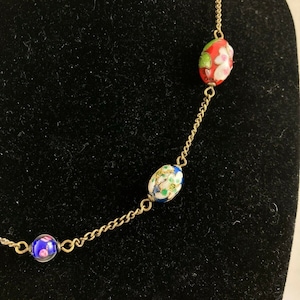 Vintage Chinese Cloisonné Beaded Necklace 16&quot;