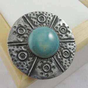 Antique Ruskin Brooch Arts and Crafts Turquoise Porcelain image 1