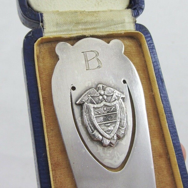 Vintage Silver bookmark Armorial Boermans Juwelier Netherlands Dutch in Box