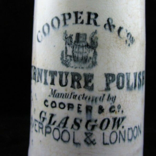 Antique Victorian Stoneware Bottle Cooper & Co Furniture Polish Glasgow