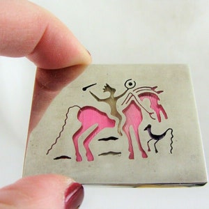 Broche colgante de plata mexicana vintage Pluma Azteca Pinturas rupestres?
