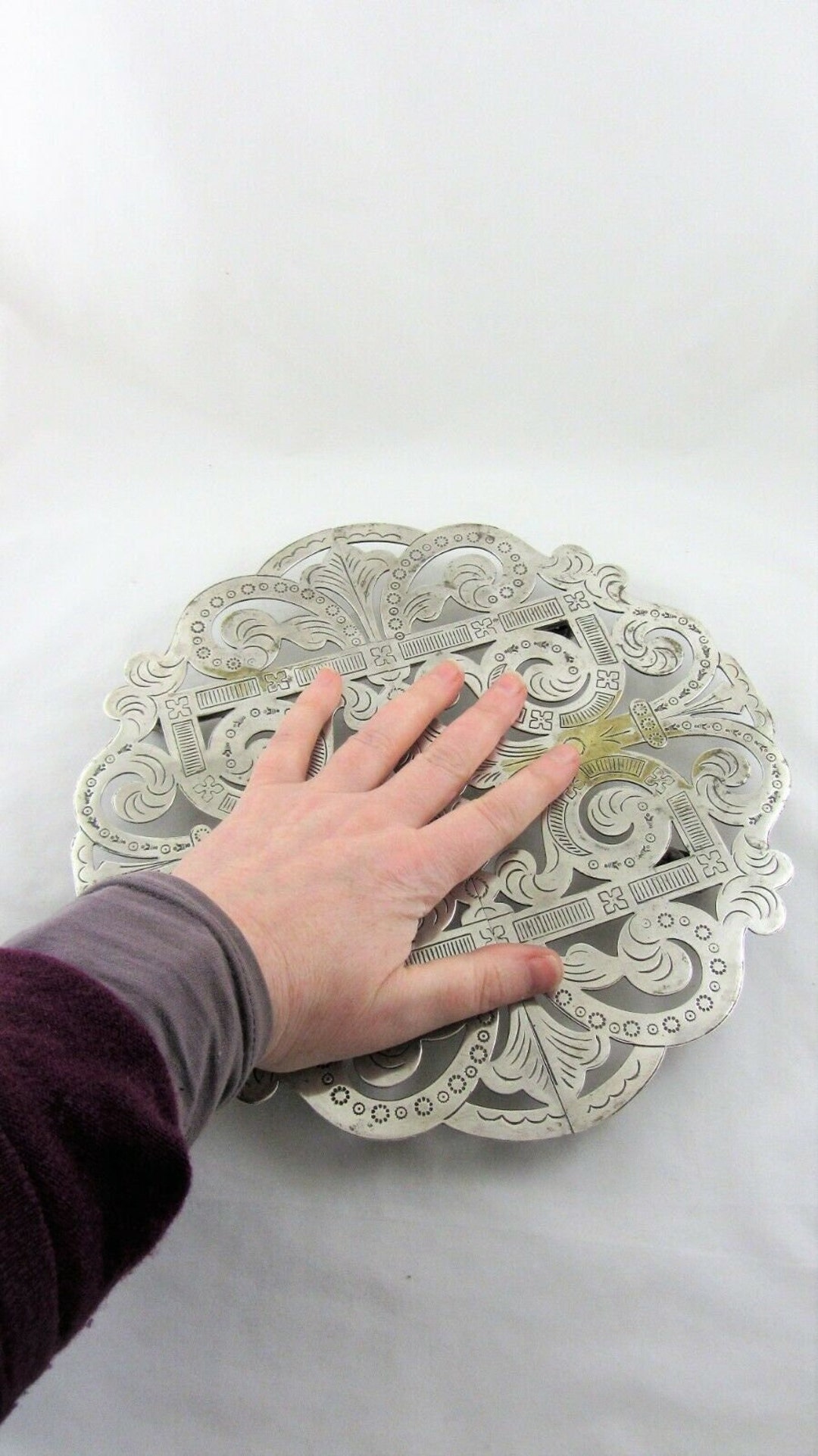 Antique Expandable Silver Plated Wheeled Tray Trivet French Au Etsy