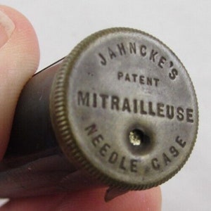 Antique Needle Case Mitrailleuse Vintage  1910s 1920s Enamel Needle Case