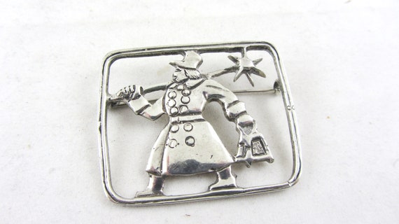 Vintage Greek Silver Lamp Lighter Fairytale Brooch