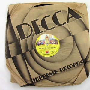 His Masters Voice Vinyl Snow White & The 7 Dwarfs BD514 78 RPM en pochette