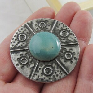 Antique Ruskin Brooch Arts and Crafts Turquoise Porcelain image 3