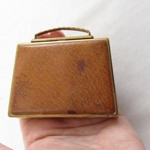 Vintage Compact Mascot Pig Skin Goldtone Metal Handbag