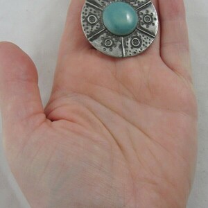 Antique Ruskin Brooch Arts and Crafts Turquoise Porcelain image 4