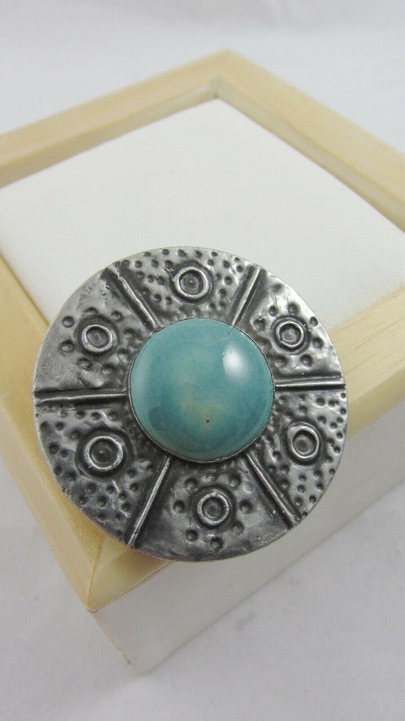 Antique Ruskin Brooch Arts and Crafts Turquoise P… - image 1