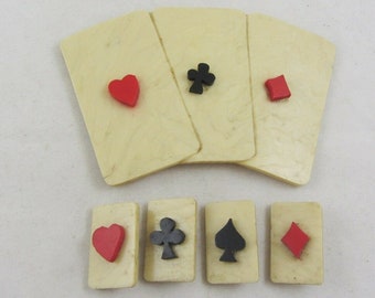 Vintage Art Deco Belt Cover Buttons Playing Cards Firenze Celluloid Casino