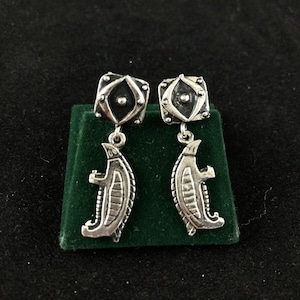 Vintage african style pangolin/armadillo screw back earrings metal