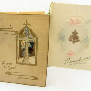 Set di biglietti d'auguri antichi Natale Cristianesimo Fede Speranza e Carità