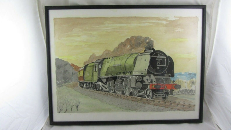 Vintage Original Framed Watercolour Steam Train Locomotive - Etsy
