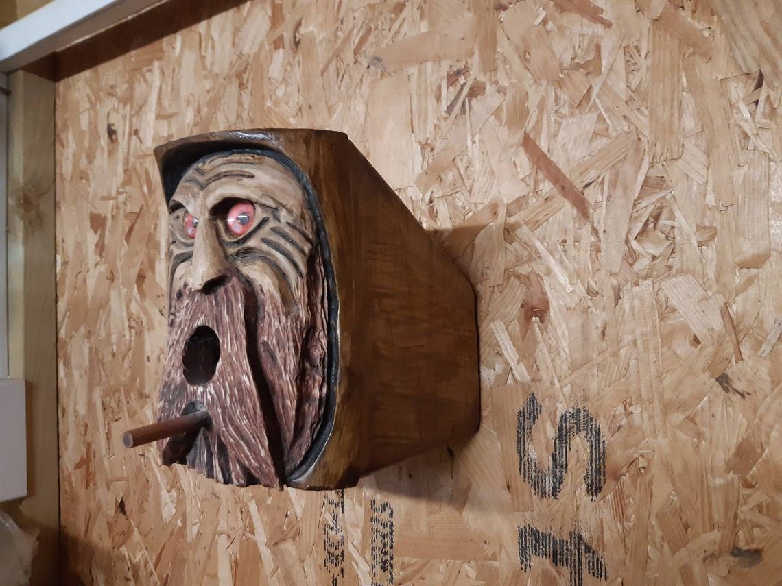 Hand Made Hand Carved Wood Spirit Bird Box - Etsy