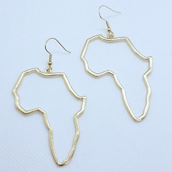 AFRICA Map Gold Colour DROP EARRINGS | African Style Jewellery | Gifts for Her