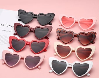 Heart Sunglasses | Cat Eye Sunglasses | Female Retro Love Heart Shaped Glasses | UV400 Protection