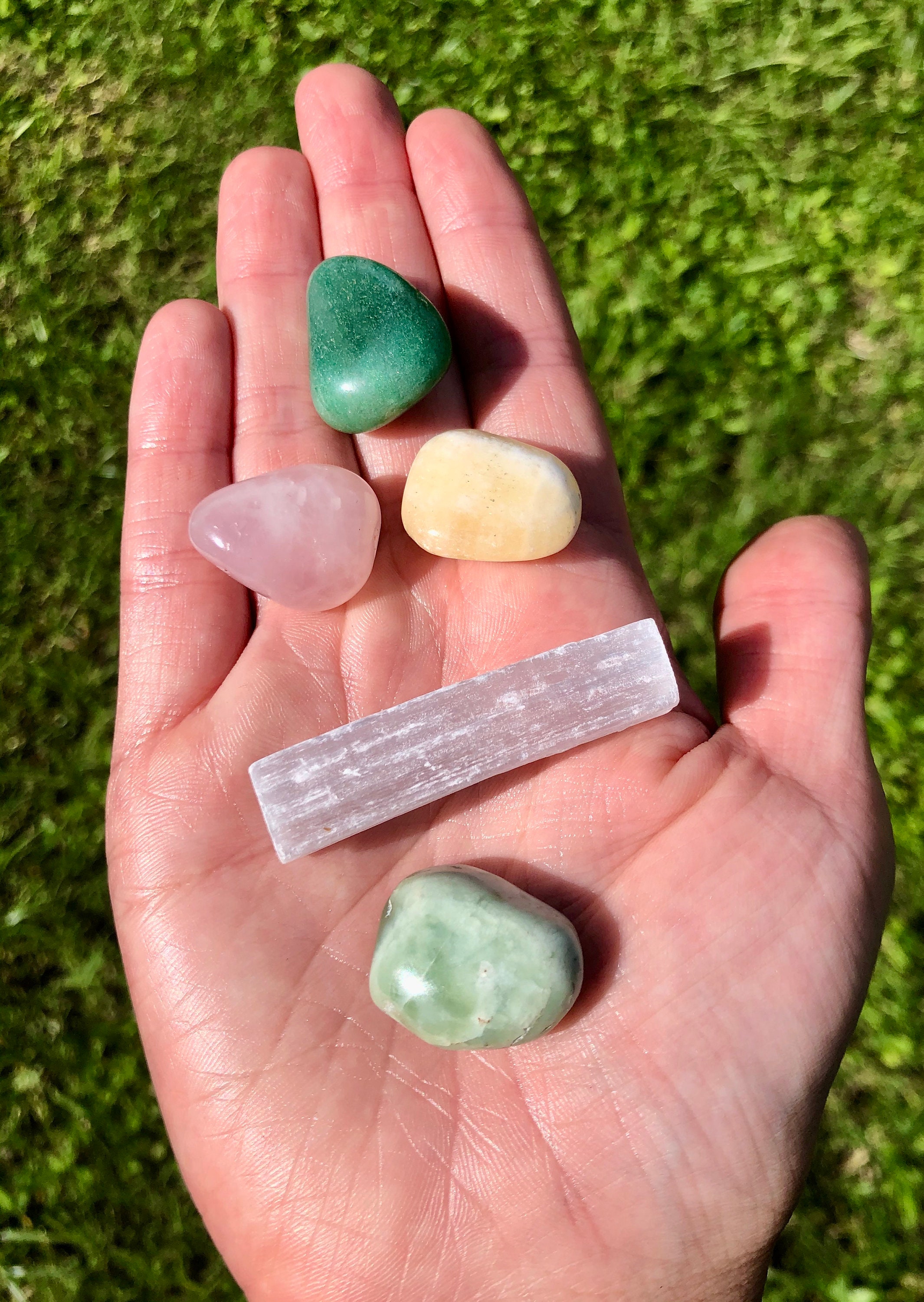 Happiness Crystal Collection Rose Quartz Green Jade Etsy
