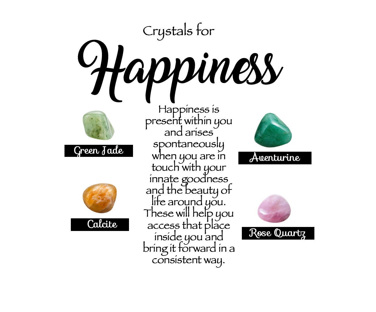 Happiness Crystal Collection Rose Quartz Green Jade Etsy