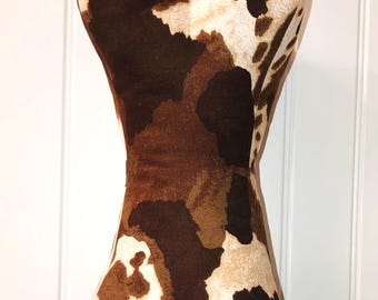 Neck Bone Pillow, Faux Suede, Cow Print