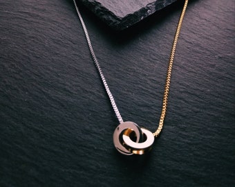 Die Ewigkeitskreis Halskette • minimalistisch • Silber & Gold Halskette • Unendlichkeit • Geschenk
