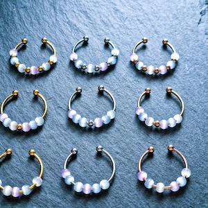 Anti-Stress-Ring „Aurora“ • Verstellbarer Fidget Ring Damen • Anxiety Ring • Glasperlen Katzenauge • Geschenkidee für Sie • Zappelring
