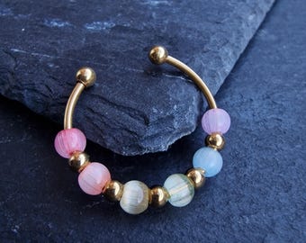 Anti-stressring Iris • Regenboogglasparelring • Verstelbare angstring • Kleurrijke fidgetring • Cadeau-idee voor Pasen
