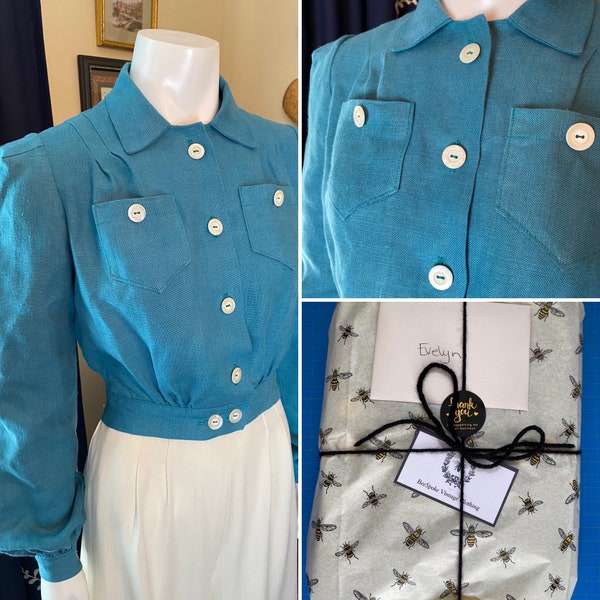CUSTOM-MAKE 1940s WWII Eisenhower / Lumberjack / Cropped Pendleton Jacket Blue Plaid Cotton Flannel