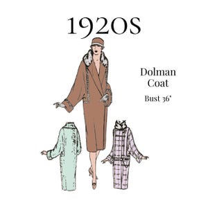 1920s Ladies Dolman Coat – PDF Pattern #1078 (36" Bust)