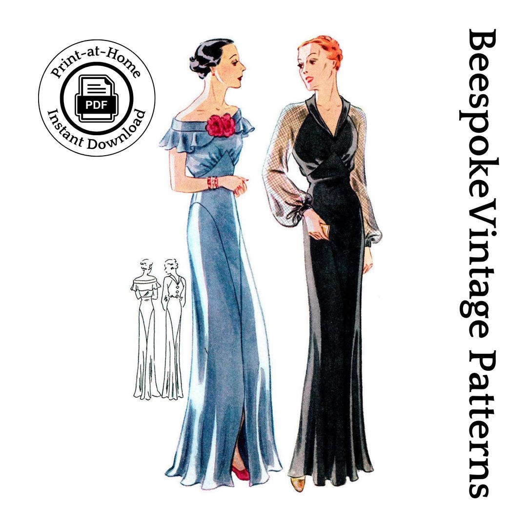 green emerald velvet dress 1930s evening gown vintage sewing pattern slip dress – Lady Marlowe