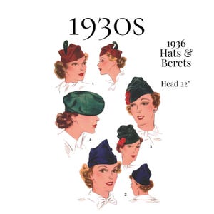 Cappelli e berretti aderenti anni '30 – Riproduzione del modello del 1936, cartamodello PDF n. 8515 (circonferenza testa 56 cm)