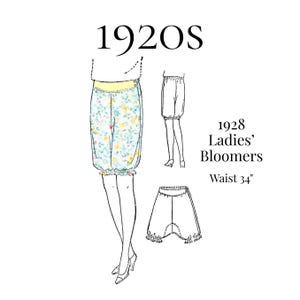 1920s Ladies’ Bloomers – 1928 Reproduction, PDF Sewing Pattern #4402 (34" Waist)