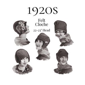 1920s Felt Cloche Hats – 1920s Reproduction PDF Pattern #H001 (22-23" head)