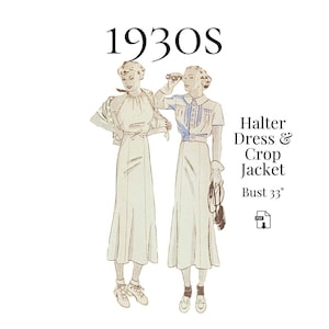 1930s Sonnenkleid und Gürteljacke - Reproduktion PDF-Muster # 6354 (33 &quot;Büste)