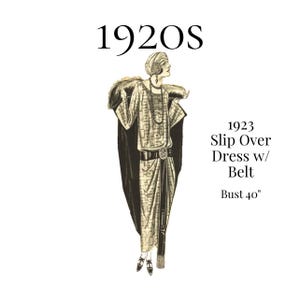 Robe fourreau pour femme de 1923 avec ceinture – Patron PDF de reproduction n° Z4558 (tour de poitrine 40")