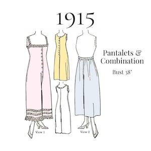 Damesslipjes of combinatieondergoed uit 1915 – reproductie, pdf-naaipatroon #6933 (buste 38")
