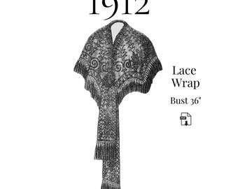 1912 Ladies Lace Wrap – PDF Sewing Pattern #E0400 (Bust 36")