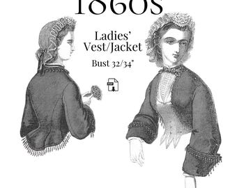 1863 Ladies Vest & Jacket – Reproduction PDF Pattern #0161 (32–34 inch bust)