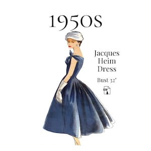 1950s Jacques Heim Dress Pattern – PDF Copy Shop File #1337 (32" Bust)