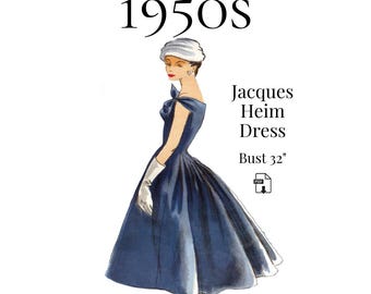 1950s Jacques Heim Dress Pattern – PDF Copy Shop File #1337 (32" Bust)