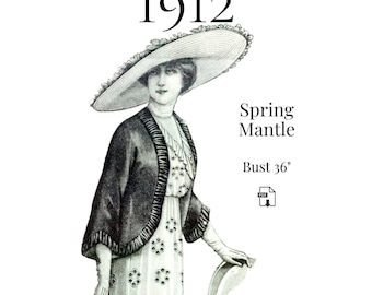 1912 Ladies Spring Mantle – PDF Sewing Pattern #0189 (Bust 36")